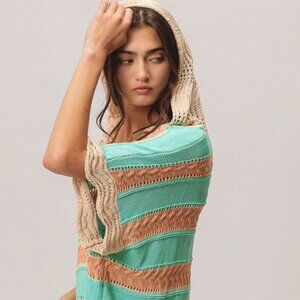 Sage Color Dolman Sleeve Knit Hoodie Top